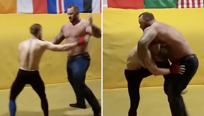 Conor McGregor lors d'un entrainement avec le géant The Mountain !