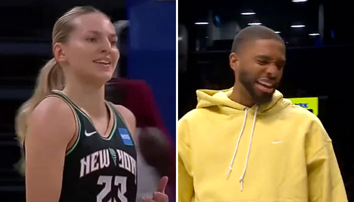 Marine Johannès et Mikal Bridges, joueur des Nets