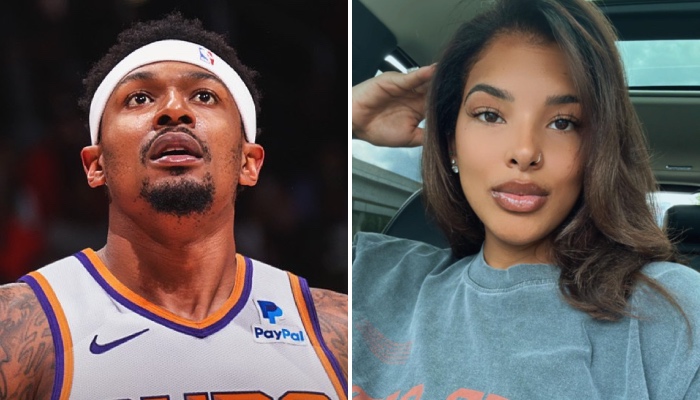 La star NBA des Phoenix Suns, Bradley Beal (gauche) et sa femme, Kamiah Adams-Beal (droite)