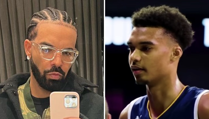 Le célèbre rappeur canadien Drake (gauche) et le joueur de basket français Victor Wembanyama (droite)