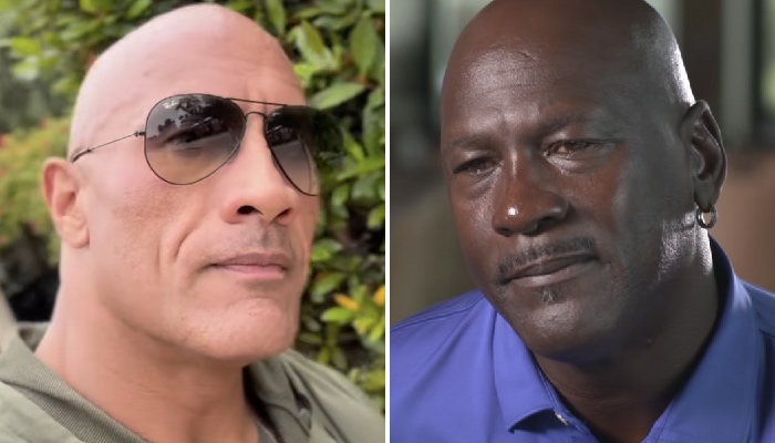 L'ancien catcheur de la WWE devenu acteur, Dwayne Johnson, alias « The Rock », et la légende NBA Michael Jordan