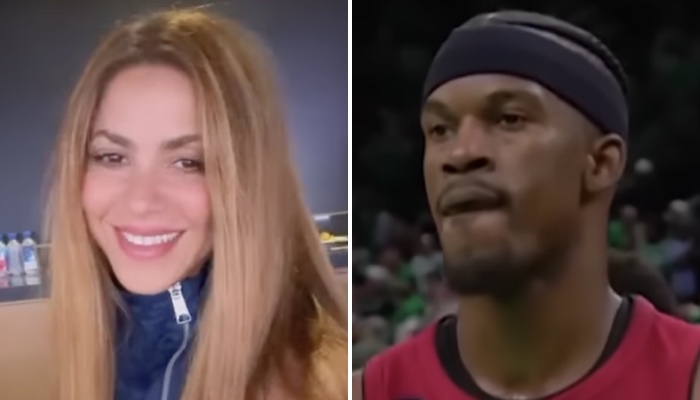 La célèbre artiste colombienne Shakira (gauche) et la star NBA du Miami Heat Jimmy Butler (droite)