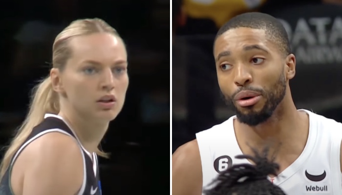 La joueuse WNBA française Marine Johannès (gauche) et la star NBA des Brooklyn Nets Mikal Bridges (droite)