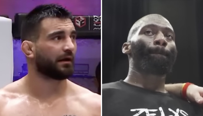 Les combattants MMA français Benoît Saint-Denis (gauche) et Cédric Doumbé (droite)