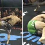 Scène dingue : après 1 sec de combat, il prend un terrible KO et termine bloqué au sol ! (vidéo)