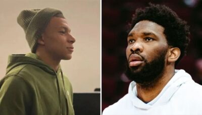 NBA – La photo virale où Joel Embiid (2m13) fait passer Kylian Mbappé (1m78) pour un minus !