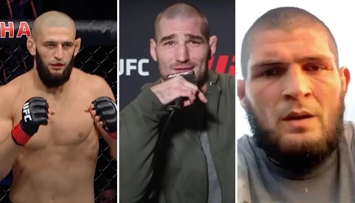 Sean Strickland avec deux autres stars de l'UFC, Khamzat Chimaev et Khabib Nurmagomedov