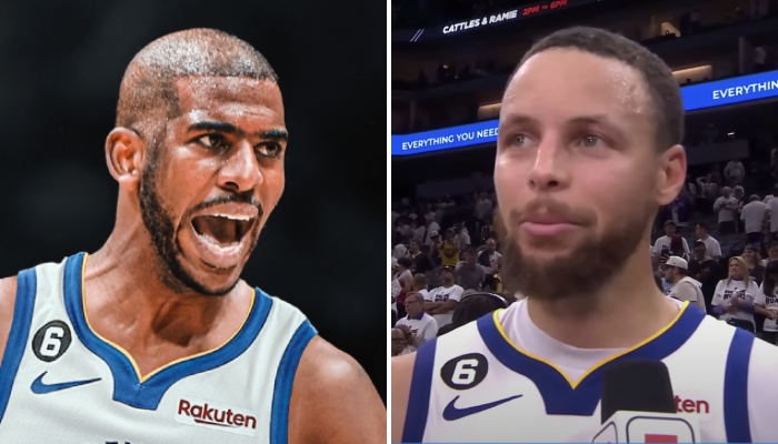 Golden State Warriors NBA stars Chris Paul (left) and Stephen Curry (right)