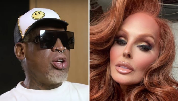 La légende NBA Dennis Rodman (gauche) et la « showgirl » Mimi Marks (droite)