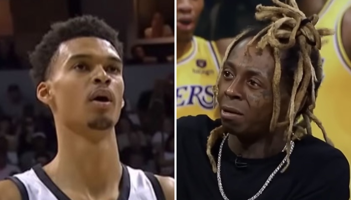 Le joueur NBA français Victor Wembanyama (gauche) et le célèbre rappeur US Lil Wayne (droite)