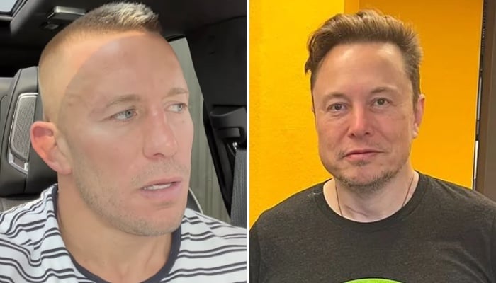 La légende de l'UFC Georges St-Pierre (gauche) et l'homme d'affaires Elon Musk (droite)