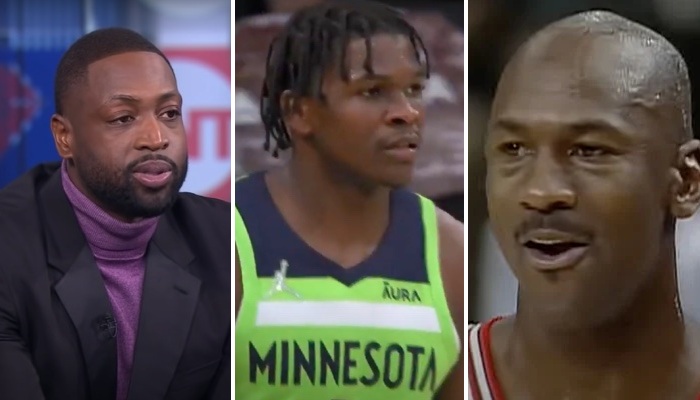 Anthony Edwards avec deux arrières de légende, Dwyane Wade et Michael Jordan