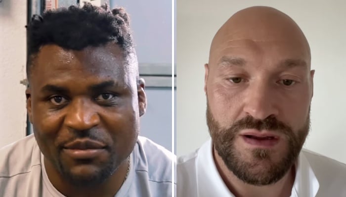 Les combattants star Francis Ngannou (gauche) et Tyson Fury (droite)