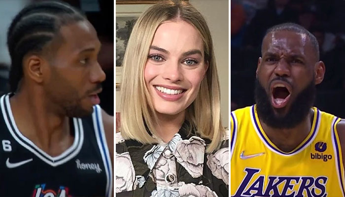 Kawhi Leonard, LeBron James et l'actrice Margot Robbie