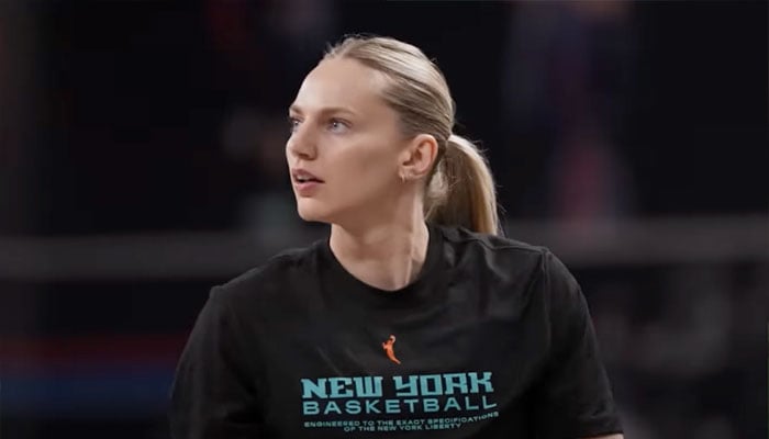 Marine Johannès à l'entraînement du New York Liberty