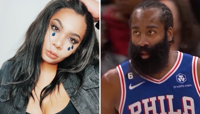 La sœur de l'intérieur NBA Al Horford, Anna (gauche), et la star des Philadelphia 76ers, James Harden (droite)