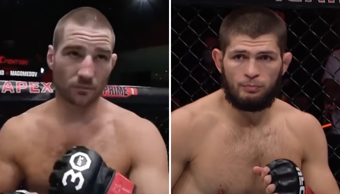 Les stars de l'UFC Sean Strickland (gauche) et Khabib Nurmagomedov (droite)