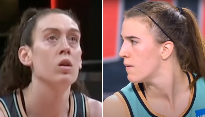 Les stars WNBA du New York Liberty, Breanna Stewart (gauche) et Sabrina Ionescu (droite)