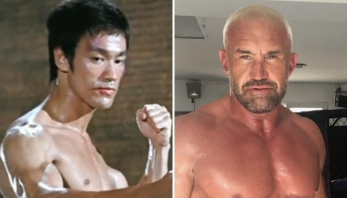 Les légendes des arts martiaux et sports de combat Bruce Lee (gauche) et Jérôme Le Banner (droite)