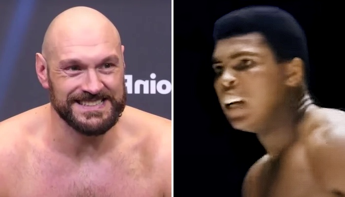 Les boxeurs de légende Tyson Fury (gauche) et Mohamed Ali (droite)