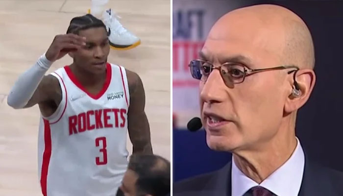 Kevin Porter Jr et Adam Silver, commissionner de la NBA