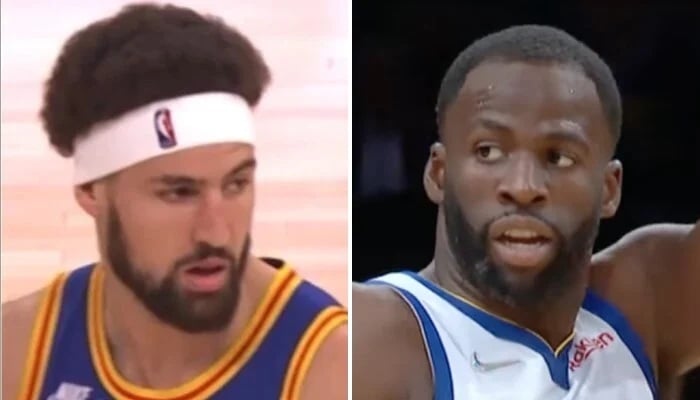 Les stars NBA des Golden State Warriors, Klay Thompson et Draymond Green