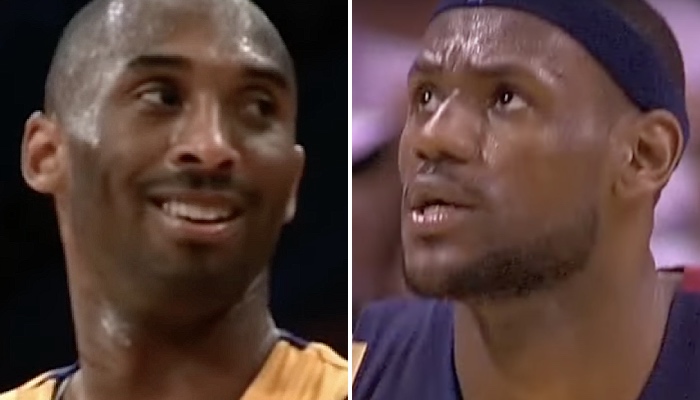 Les légendes NBA Kobe Bryant (gauche) et LeBron James (droite)