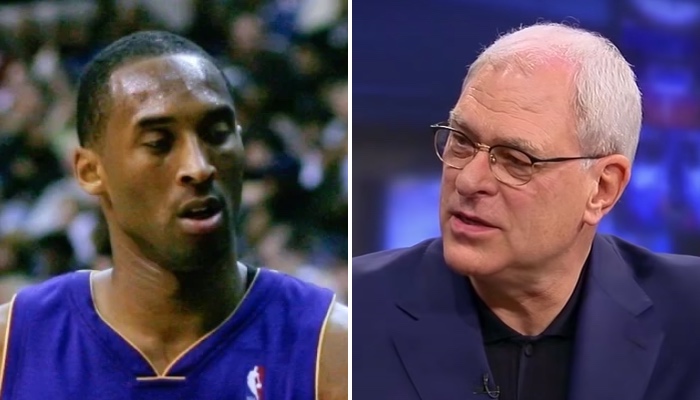 Les légendes NBA et des Los Angeles Lakers, Kobe Bryant (gauche) et Phil Jackson (droite)