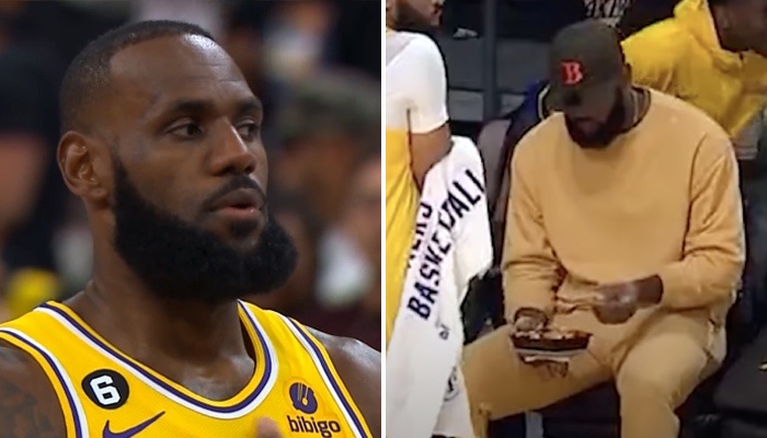 LeBron James surpris en train de manger sur le banc des Lakers