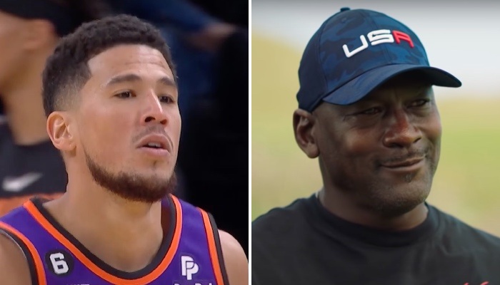 Devin Booker, meilleur arrière de NBA avec les Suns de Phoenix, et Michael Jordan