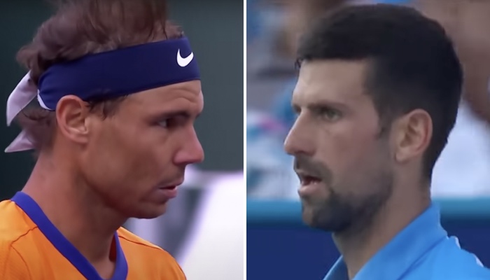 Les légendes du tennis, Rafael Nadal (gauche) et Novak Djokovic (droite)