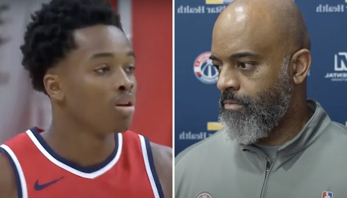 Le jeune joueur NBA français des Washington Wizards, Bilal Coulibaly (gauche) et son coach, Wes Unseld Jr. (droite)