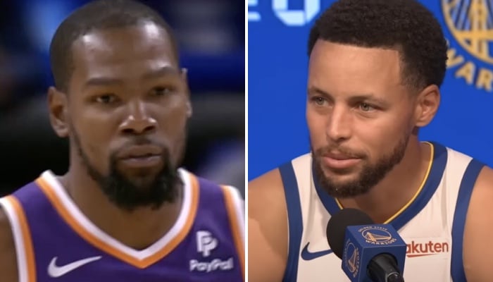 Les superstars NBA Kevin Durant (gauche) et Stephen Curry (droite)