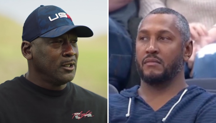 Les légendes NBA Michael Jordan (gauche) et Boris Diaw (droite)