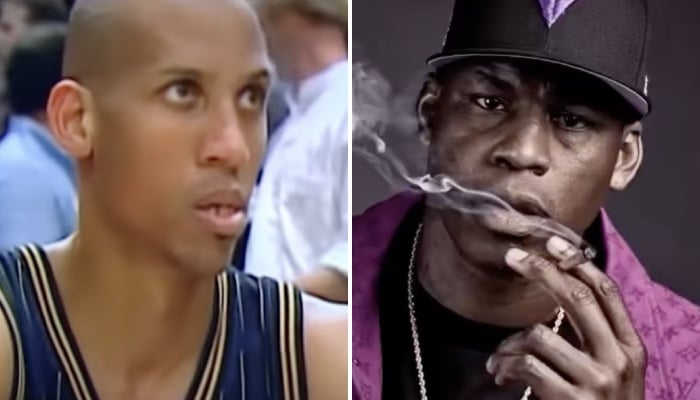 La légende NBA Reggie Miller (gauche) et son ancien coéquipier aux Indiana Pacers, Al Harrington (droite)