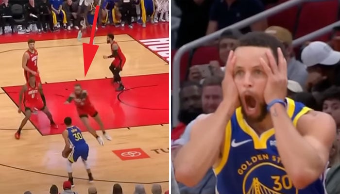 Steph Curry (Warriors) s'amuse contre Dillon Brooks (Rockets)