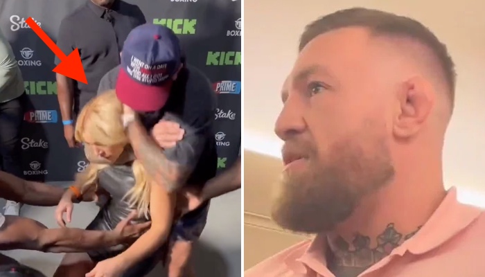 Un combattant et ami de Conor McGregor (droite) a provoqué l'évanouissement d'une influenceuse via un étranglement