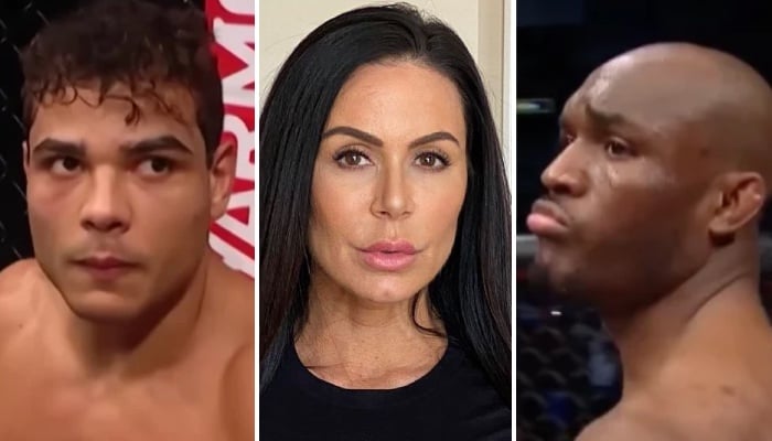 Les stars de l'UFC Paulo Costa (gauche) et Kamaru Usman (droite) ont reçu un message de la part de la célèbre actrice X Kendra Lust (centre)