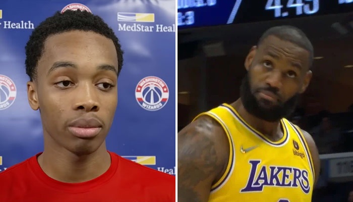 Bilal Coulibaly, jeune rookie des Wizards, et LeBron James, légende des Lakers