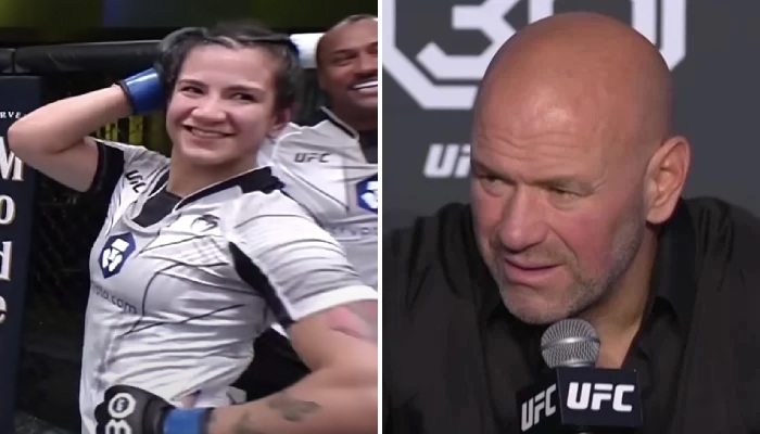 Ailin Perez, combattant UFC, et Dana White, le grand patron de l'organisation