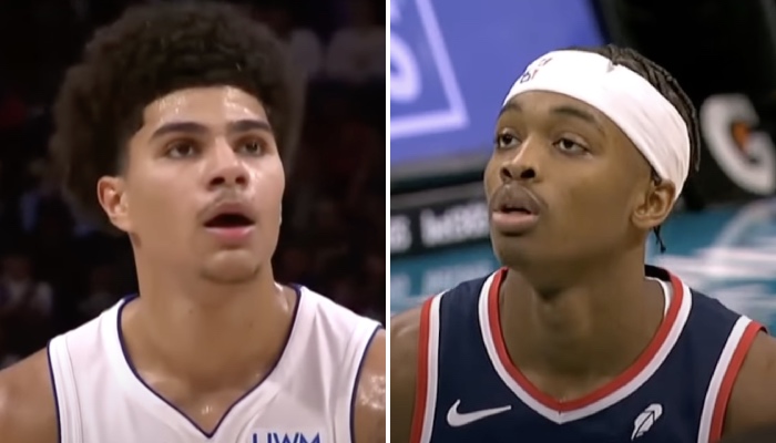 Les joueurs NBA français Killian Hayes (gauche) et Bilal Coulibaly (droite)