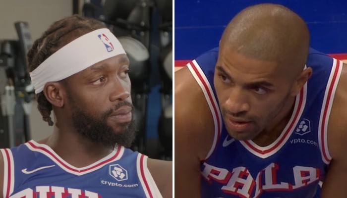 Les joueurs NBA des Philadelphia 76ers, Patrick Beverley (gauche) et Nicolas Batum (droite)