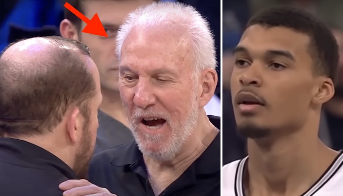 Les coachs NBA Tom Thibodeau et Gregg Popovich (gauche) et le prodige français des San Antonio Spurs, Victor Wembanyama (droite)