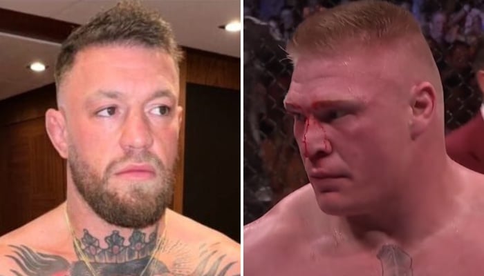 Les légendes de l'UFC Conor McGregor (gauche) et Brock Lesnar (droite)