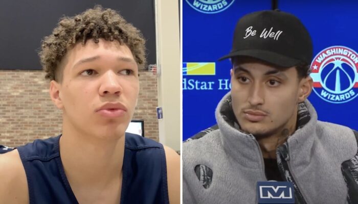 Le jeune Français Tidjane Salaun avec Kyle Kuzma des Wizards