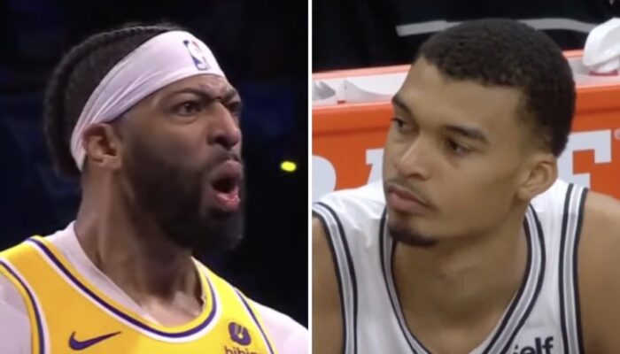 Les stars NBA Anthony Davis (gauche) et Victor Wembanyama (droite)