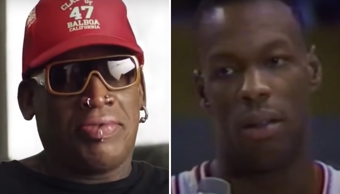 Les légendes NBA Dennis Rodman (gauche) et Len Bias (droite)