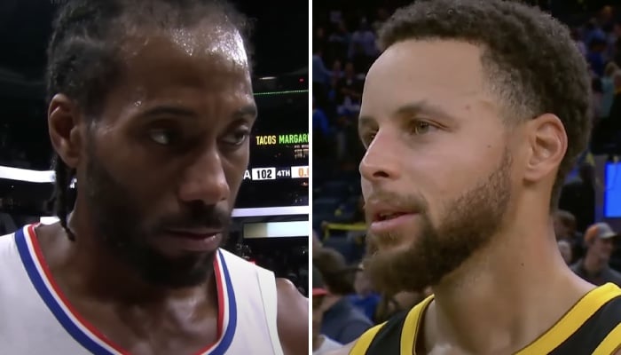 Les superstars NBA Kawhi Leonard (gauche) et Stephen Curry (droite)