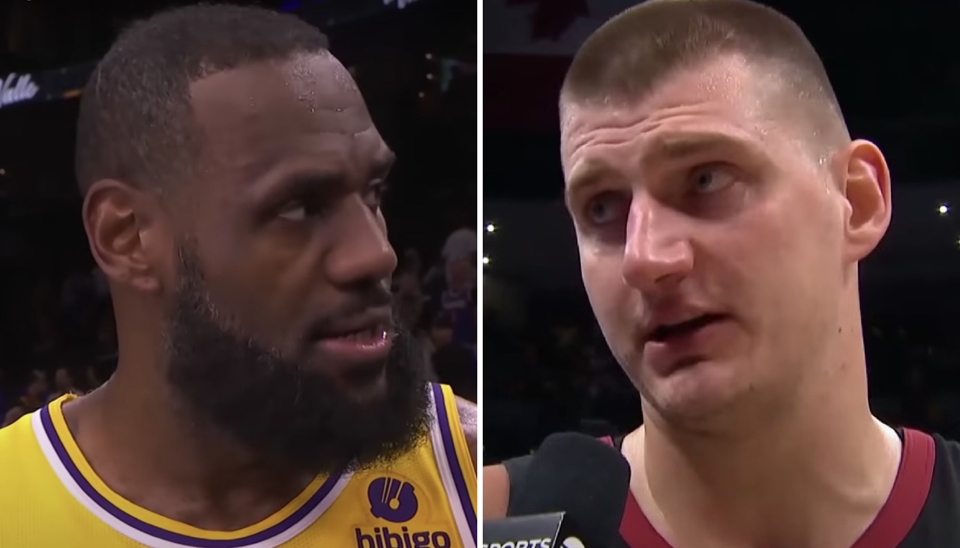 NBA superstars LeBron James (left) and Nikola Jokic (right)