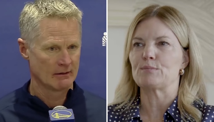 Le coach NBA des Golden State Warriors, Steve Kerr (gauche) et se femme, Margot (droite)